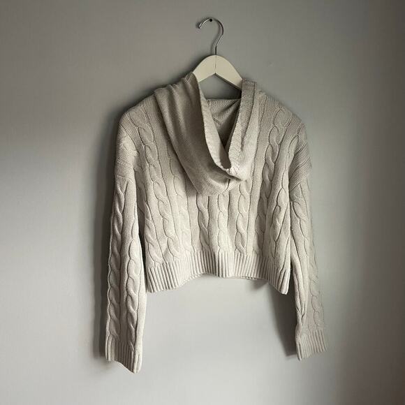 Y2K Bella Swan Grey Cableknit Zip up Cardigsn Sweater size Small - Picture 3 of 7